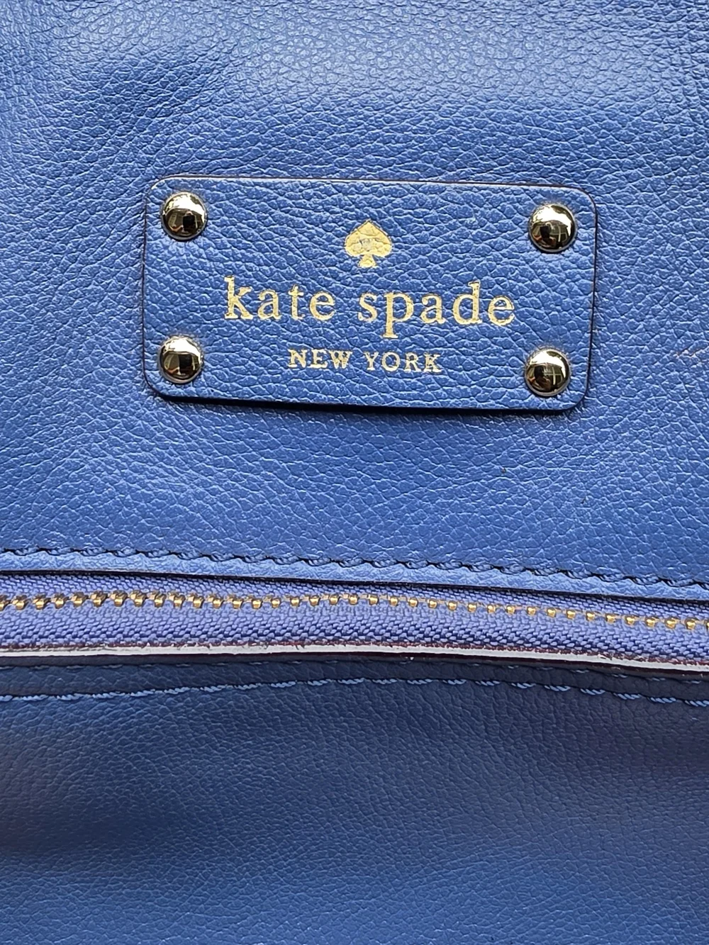 Kate Spade New York Blue Pebbled Leather Satchel Gold Hardware